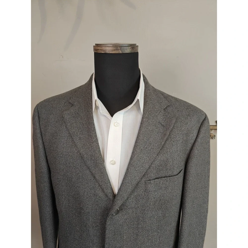 Oscar De La Renta Mens Wool Cashmere Blazer Sport Coat 40R Gray 3 Button L502